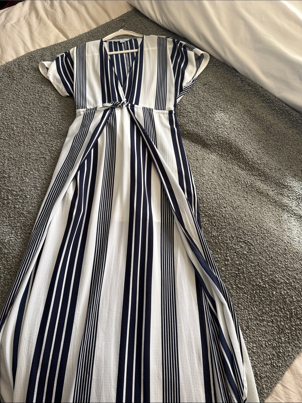 FAVLUX Navy and White Striped Dress